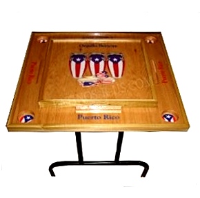 Puerto Rico Bandera Congas Domino Table with Folding Legs
